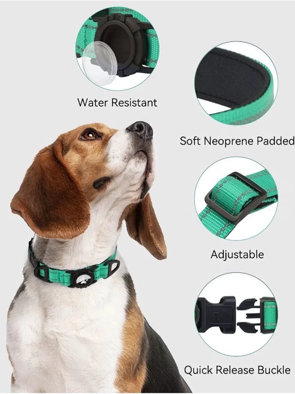 Red Adjustable Dog Collar with Secure Buckle and GPS Tracker Slot